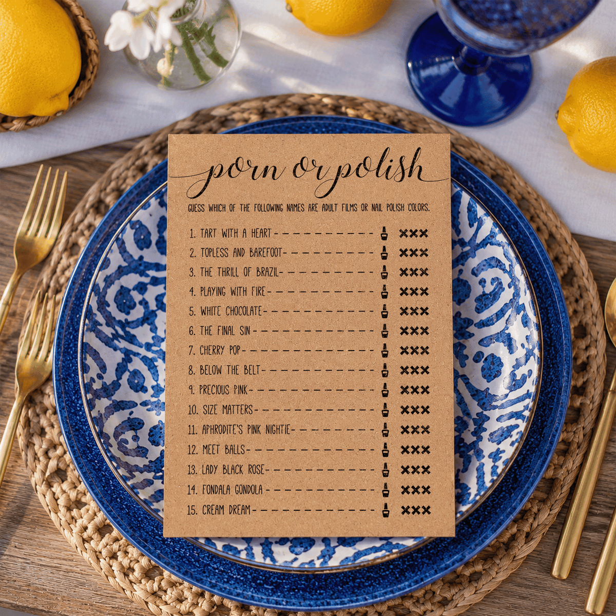 Porn Or Polish Bridal Shower Game