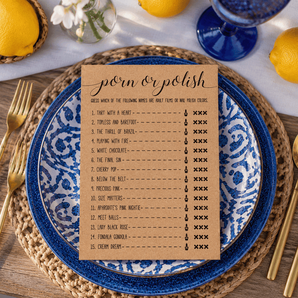 Porn Or Polish Bridal Shower Game