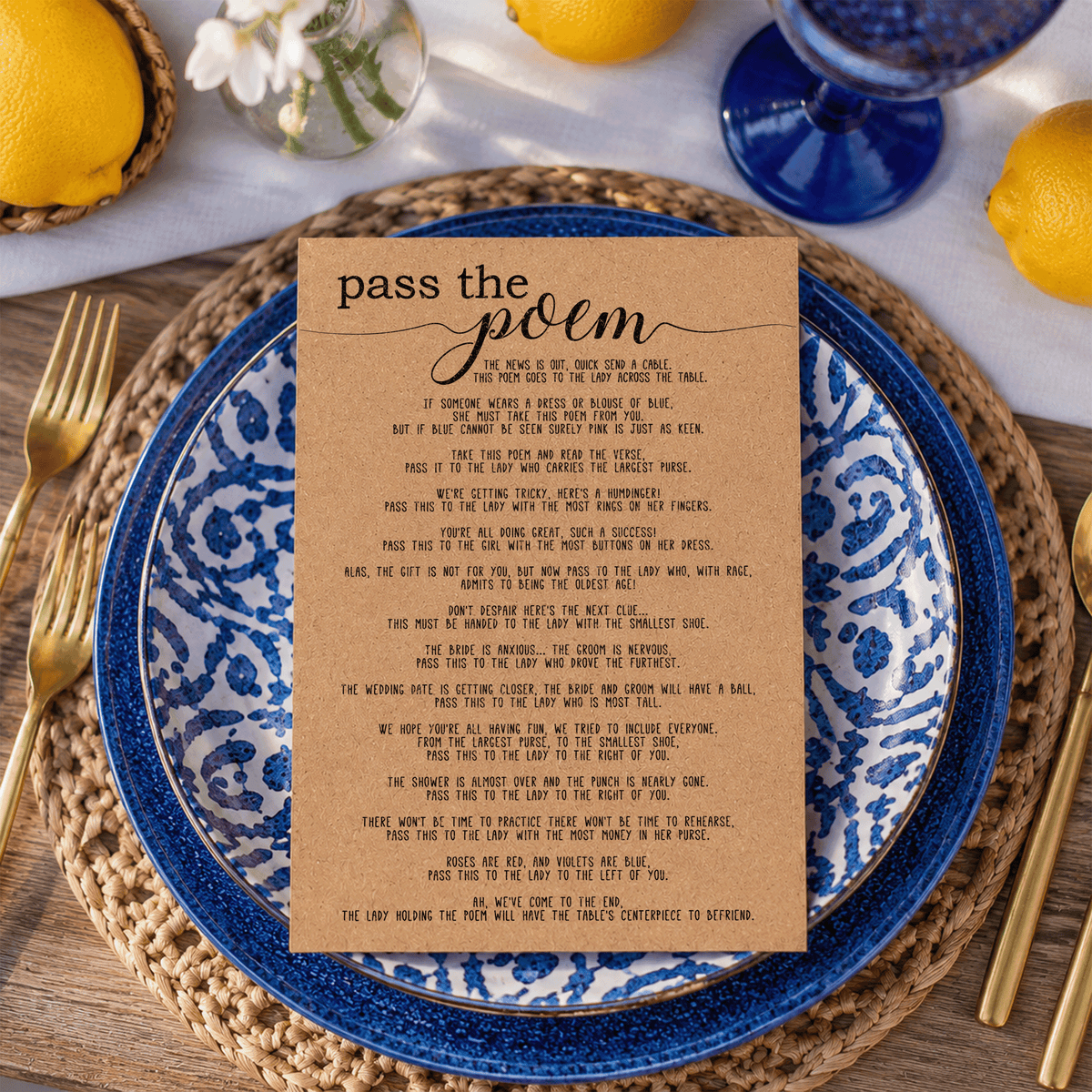 Pass The Poem Bridal Shower Game Main image
