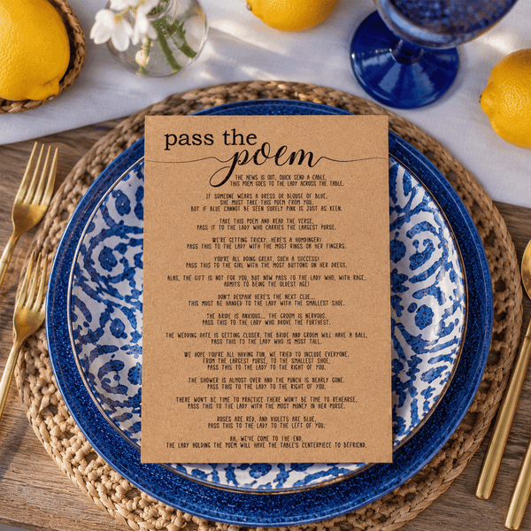 Pass The Poem Bridal Shower Game