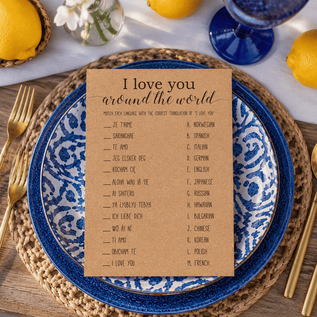 I Love You Around The World Bridal Shower Game