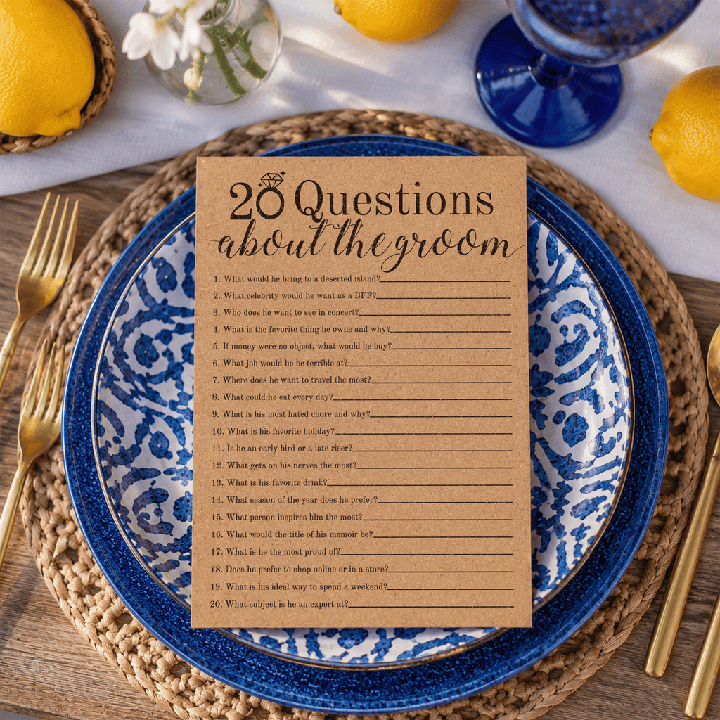 20 Questions About The Groom Bridal Shower Game