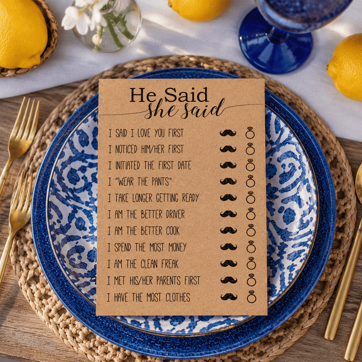 He Said She Said Bridal Shower Game