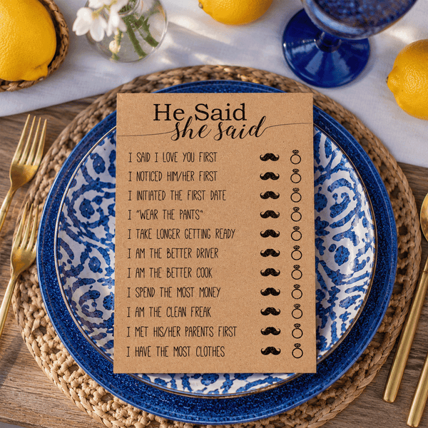 He Said She Said Bridal Shower Game