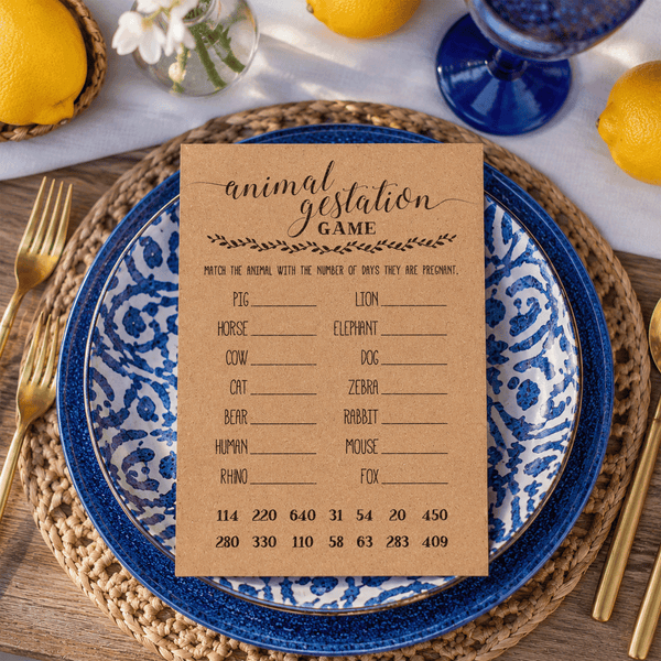 Animal Gestation Baby Shower Game