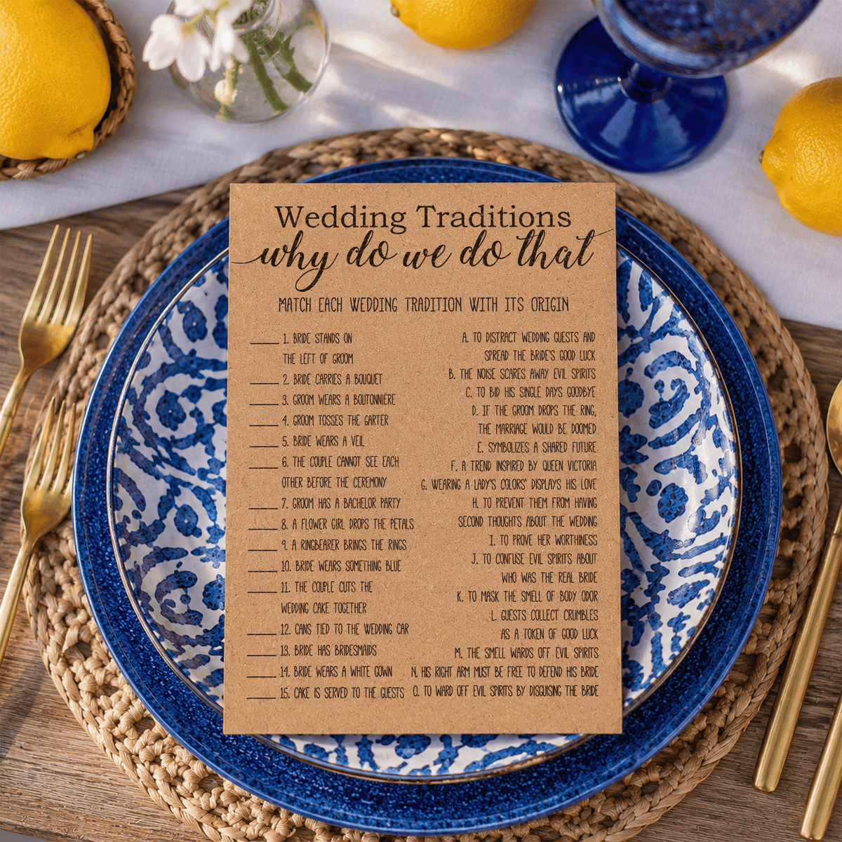 Wedding Traditions Bridal Shower Game