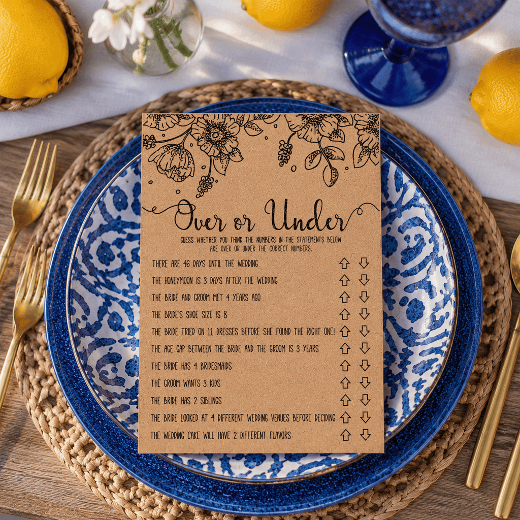 Over or Under Bridal Shower Game