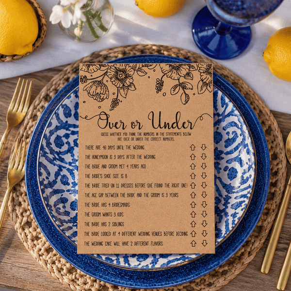 Over or Under Bridal Shower Game