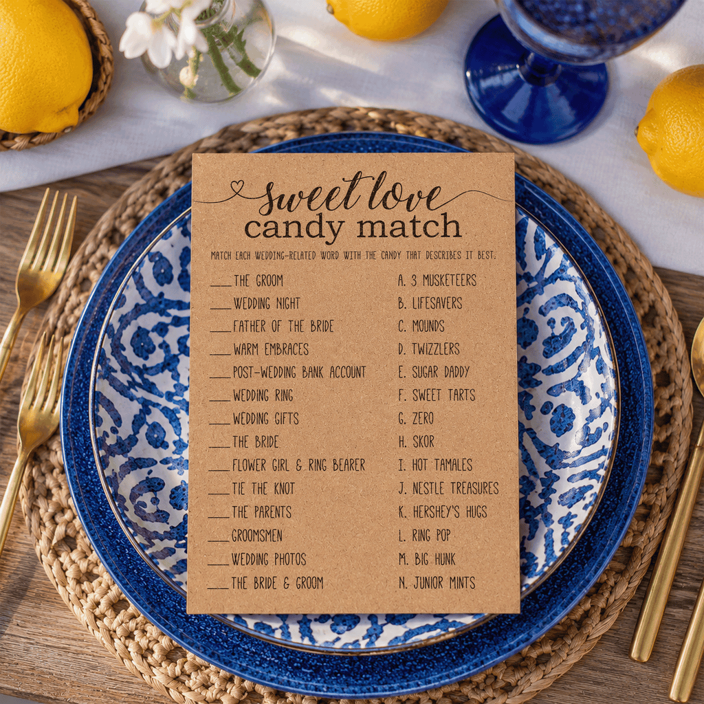 Sweet Love Candy Match Bridal Shower Game