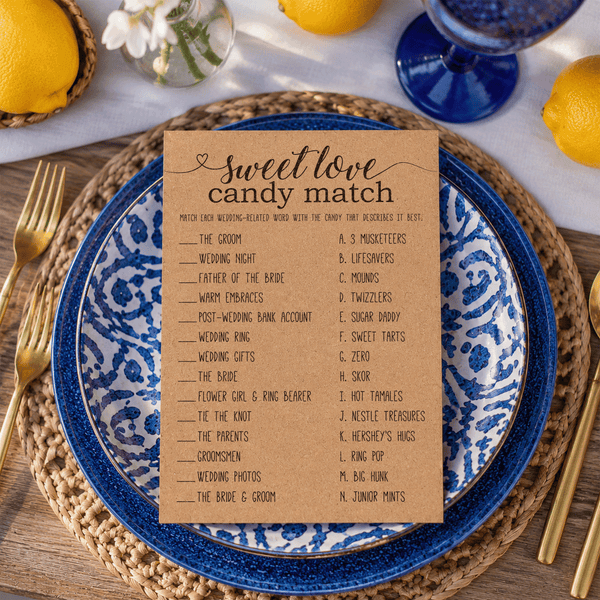 Sweet Love Candy Match Bridal Shower Game