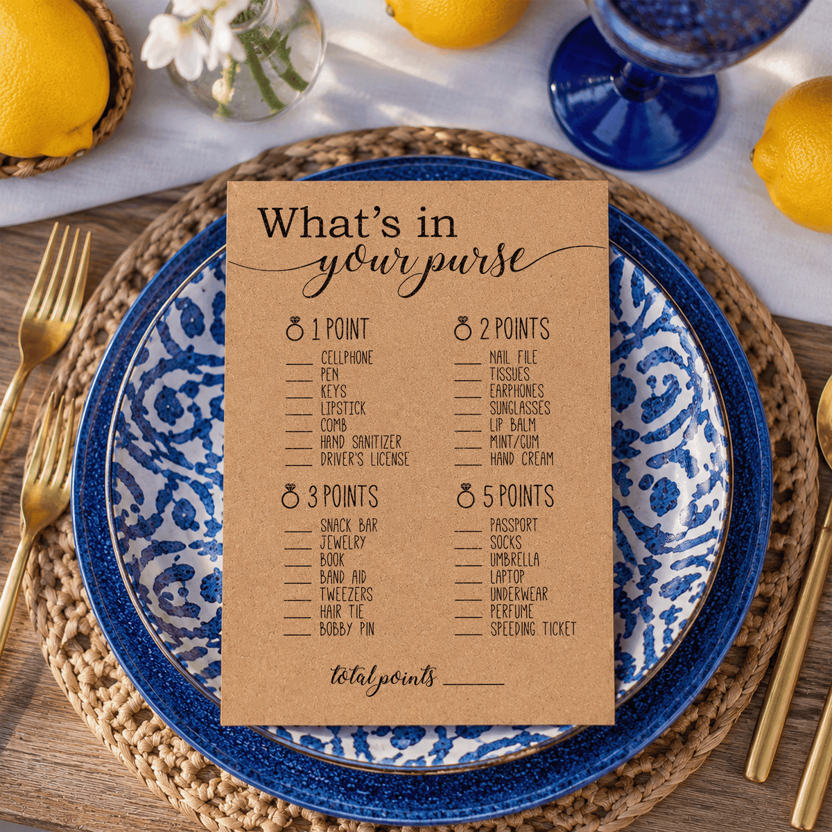 What's In Your Purse Bridal Shower Game