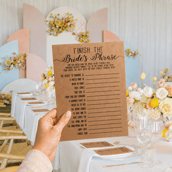 Finish the Bride's Phrase Bridal Shower Game