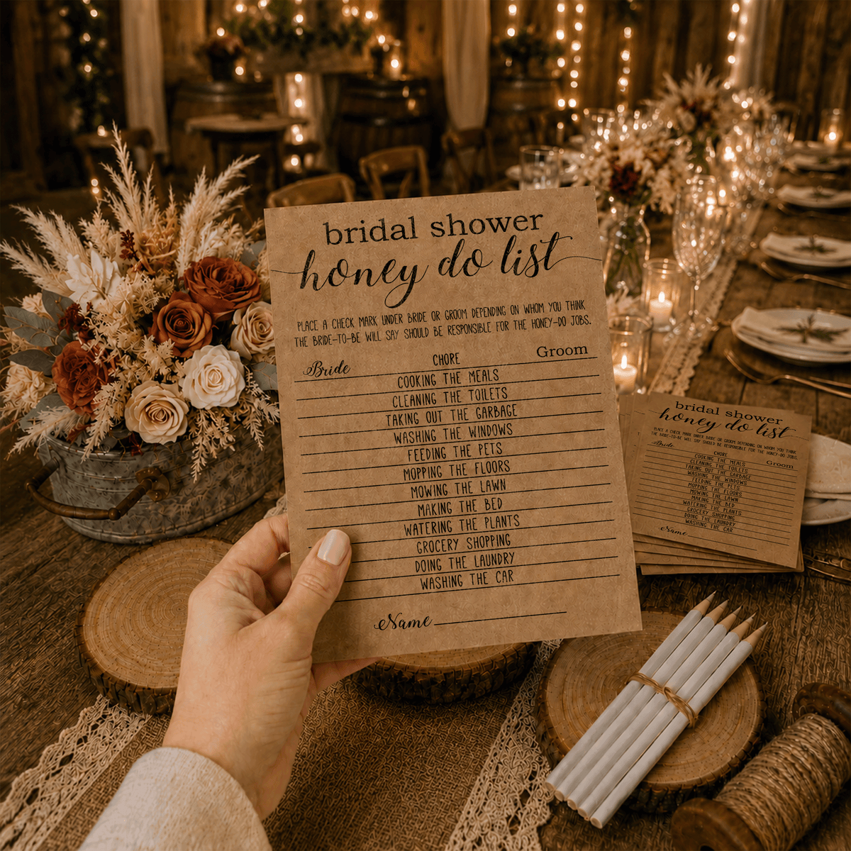 Bridal Shower Honey Do List Game