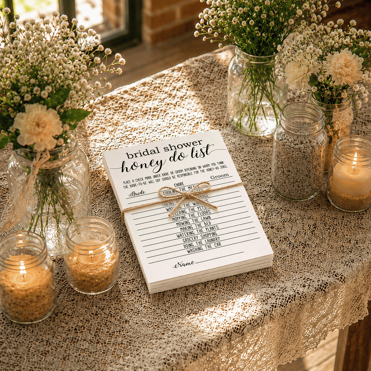 Bridal Shower Honey Do List Game