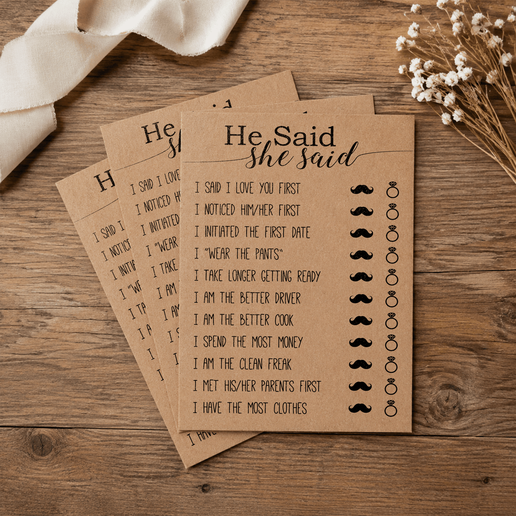 He Said She Said Bridal Shower Game