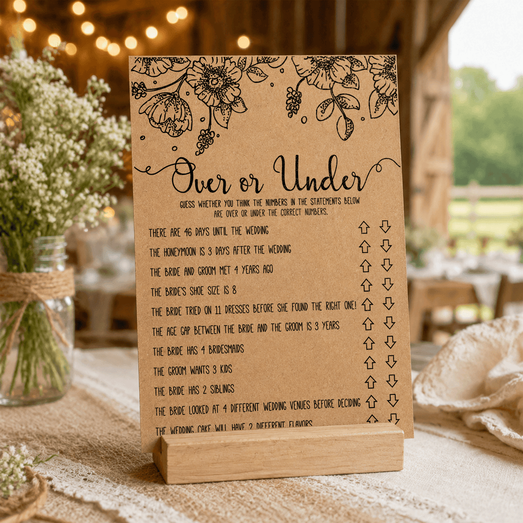 Over or Under Bridal Shower Game