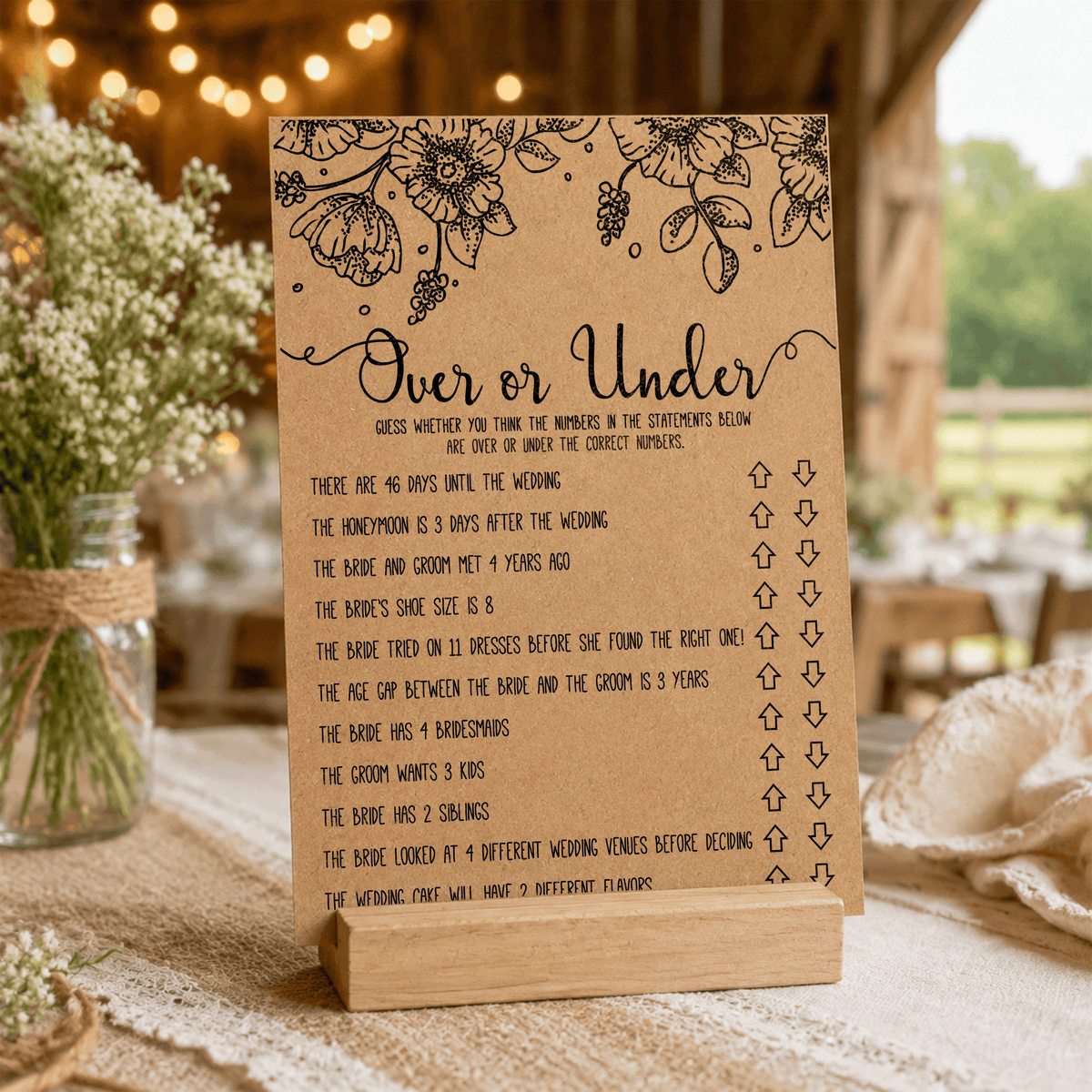 Over or Under Bridal Shower Game