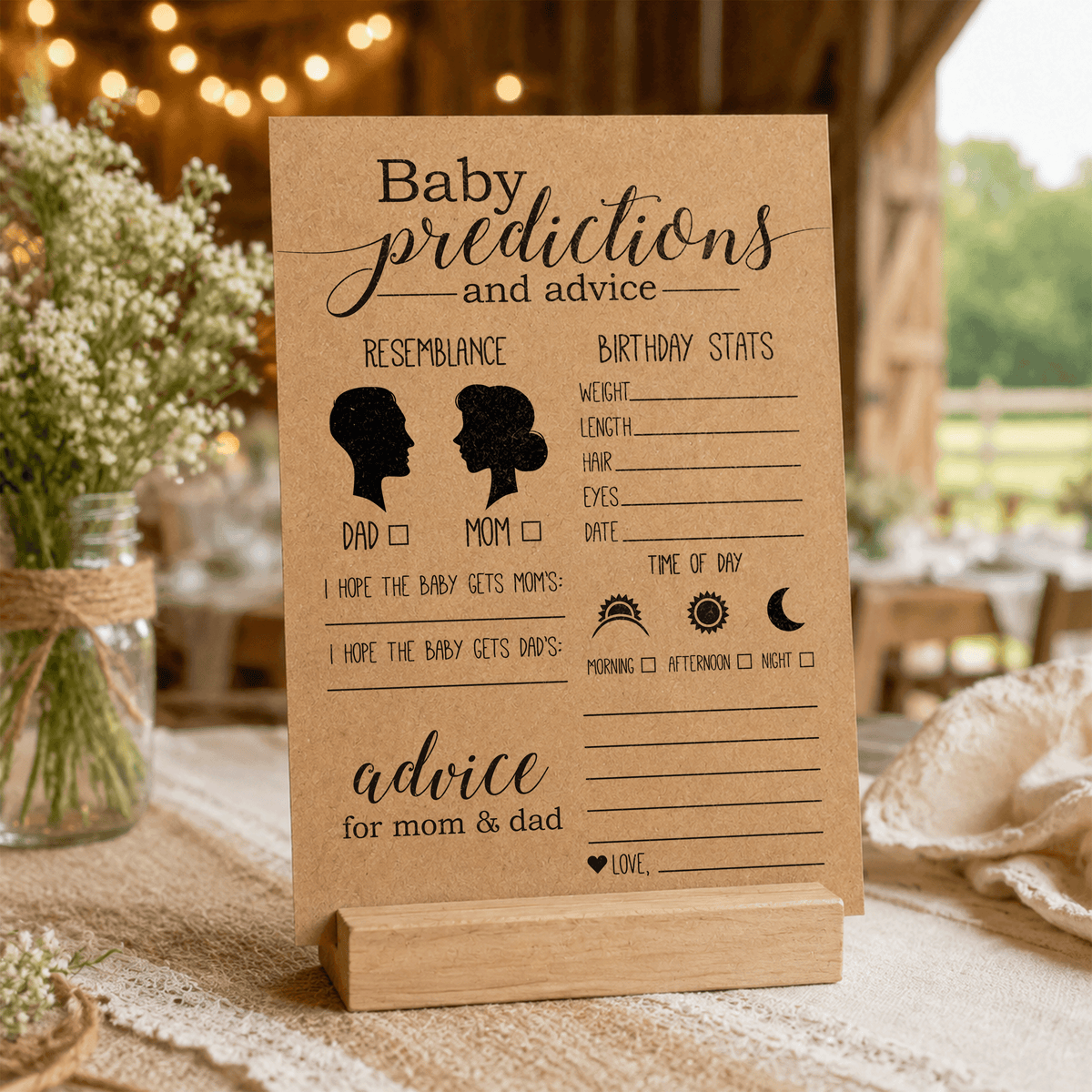Baby Predictions Baby Shower Activity