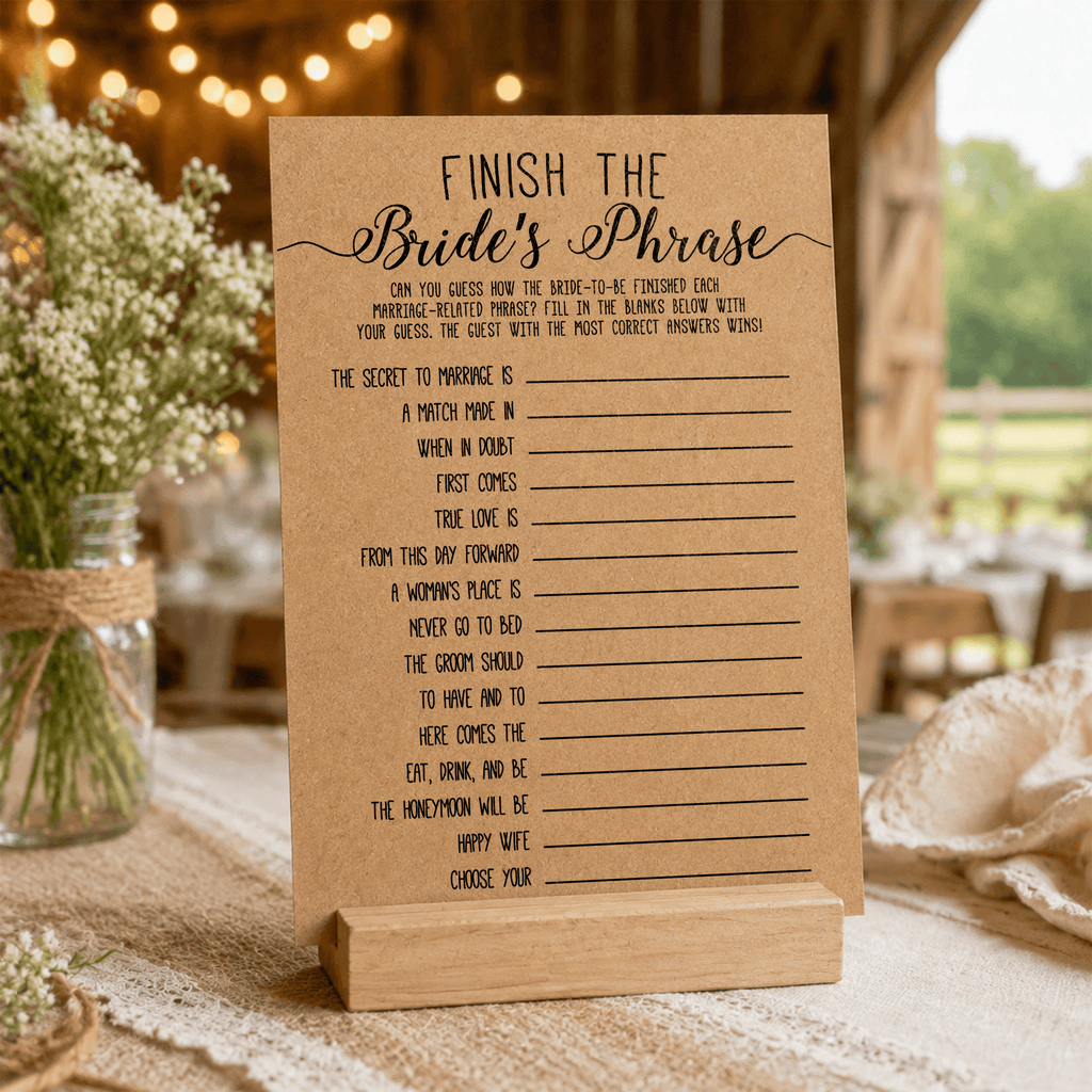 Finish the Bride's Phrase Bridal Shower Game