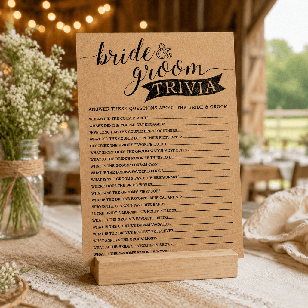 Bride Groom Trivia Bridal Shower Game