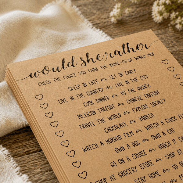Would She Rather Bridal Shower Game