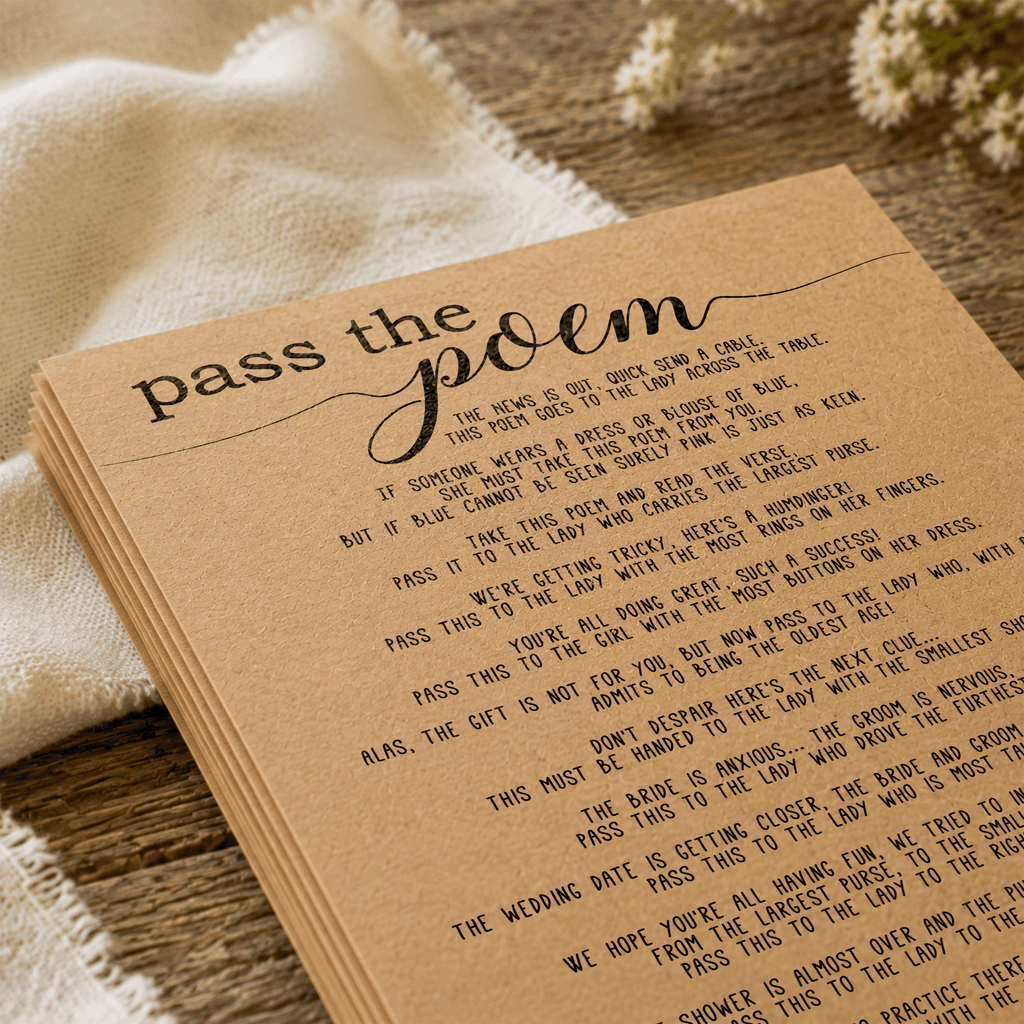 Pass The Poem Bridal Shower Game