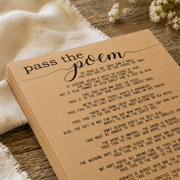Pass The Poem Bridal Shower Game