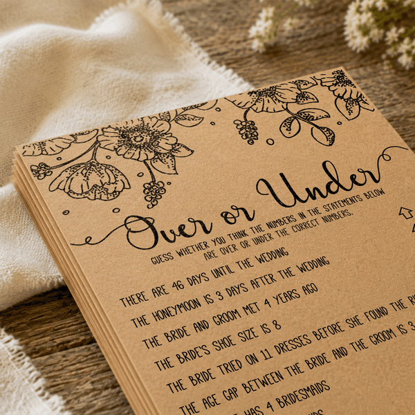 Over or Under Bridal Shower Game
