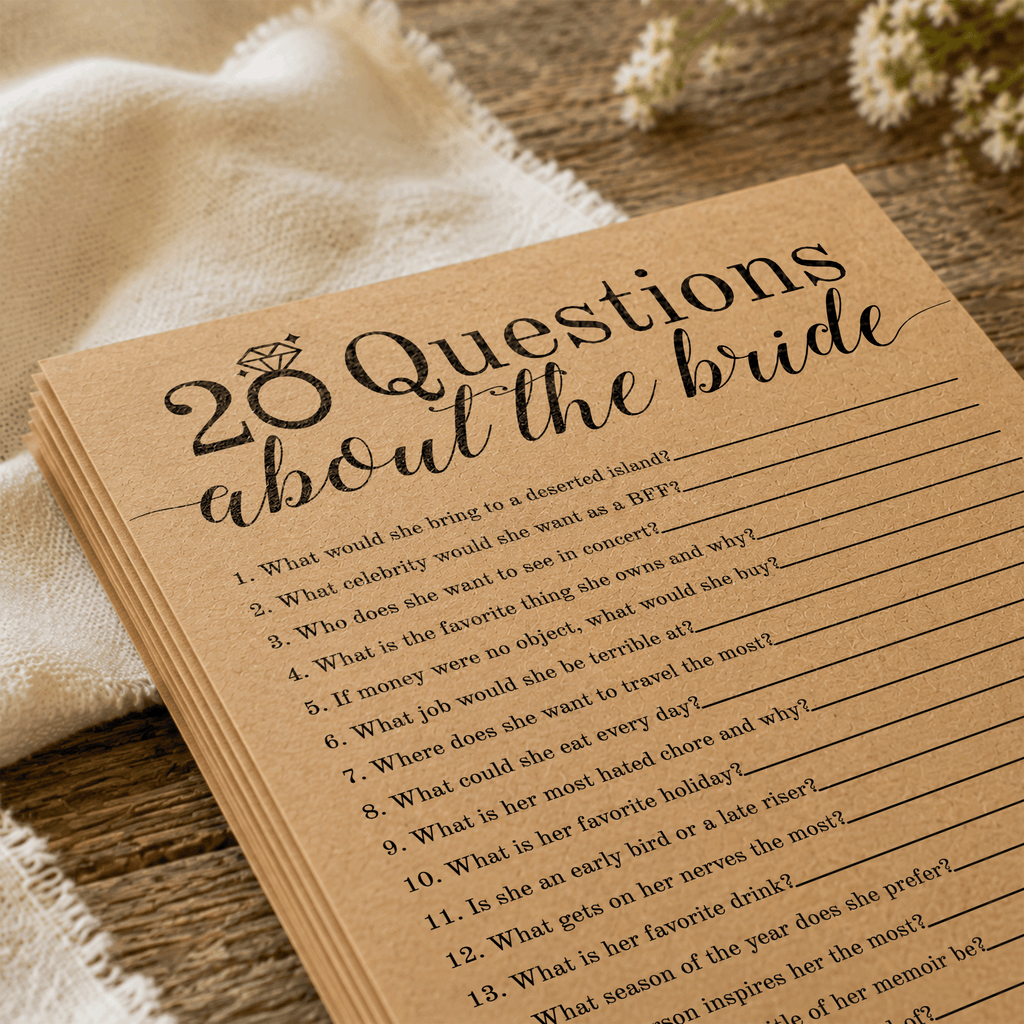 20 Questions about the Bride Bridal Shower Game