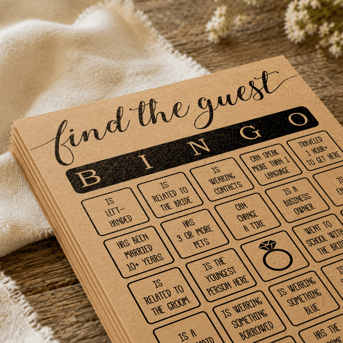 Find The Guest Bingo Bridal Shower Game