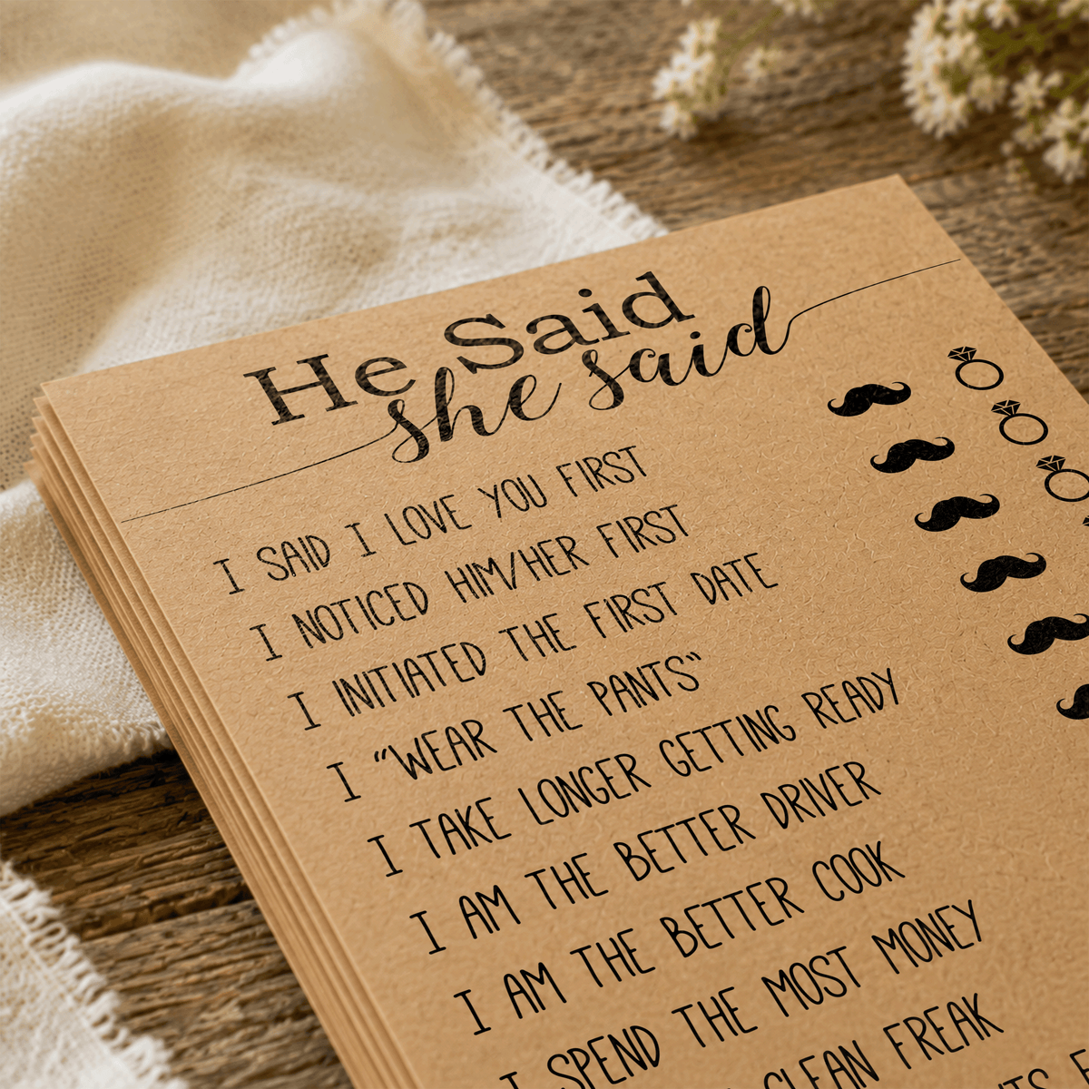 He Said She Said Bridal Shower Game