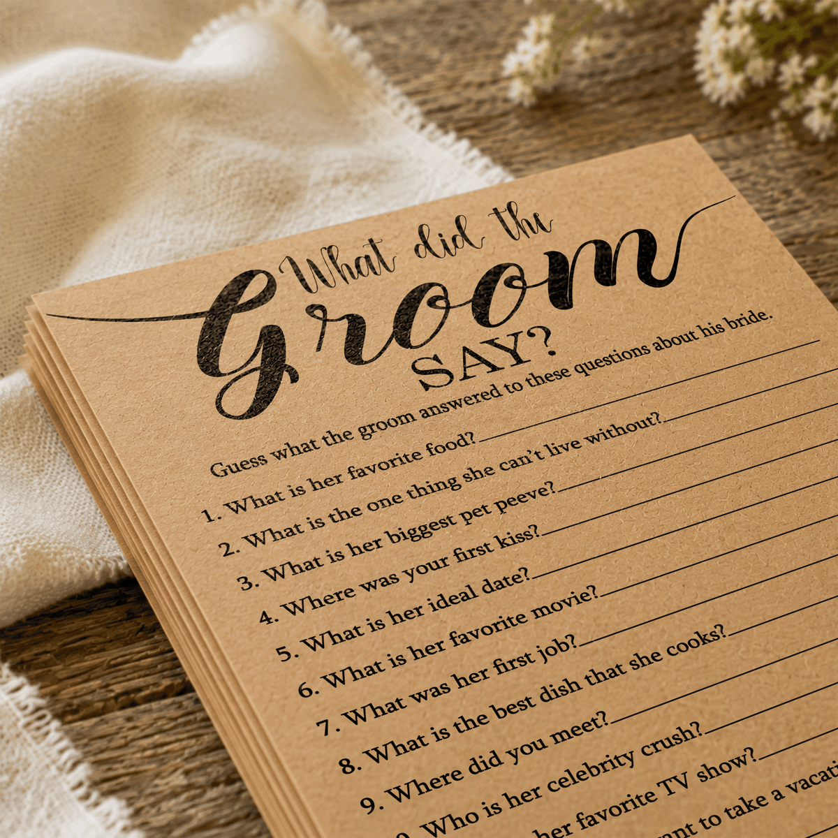 What Did The Groom Say Bridal Shower Game