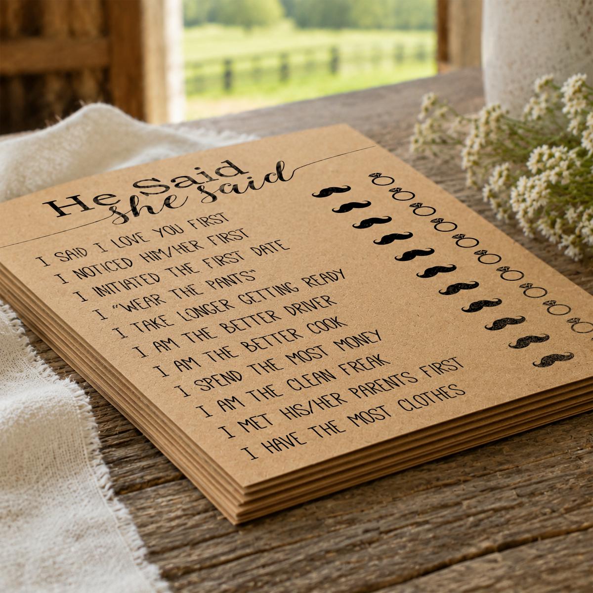 He Said She Said Bridal Shower Game