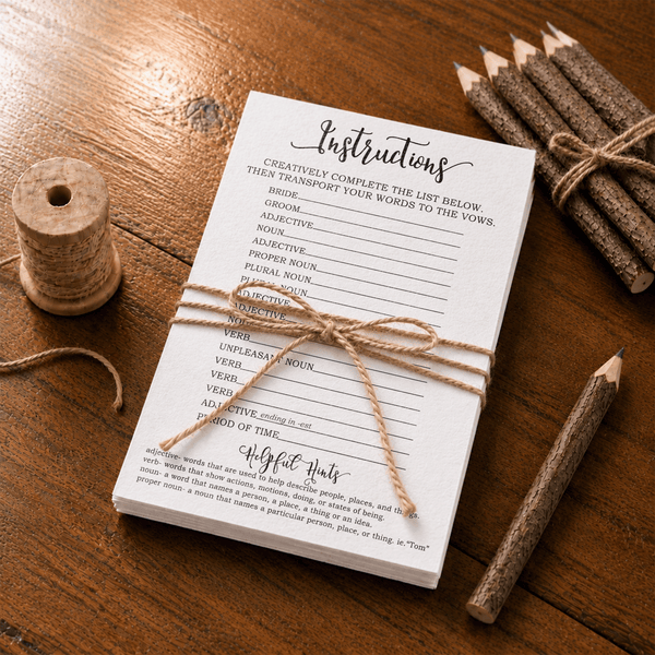 Wedding Vow Mad Libs Bridal Shower Game