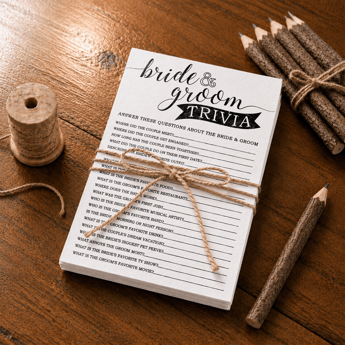 Bride Groom Trivia Bridal Shower Game