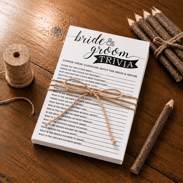 Bride Groom Trivia Bridal Shower Game