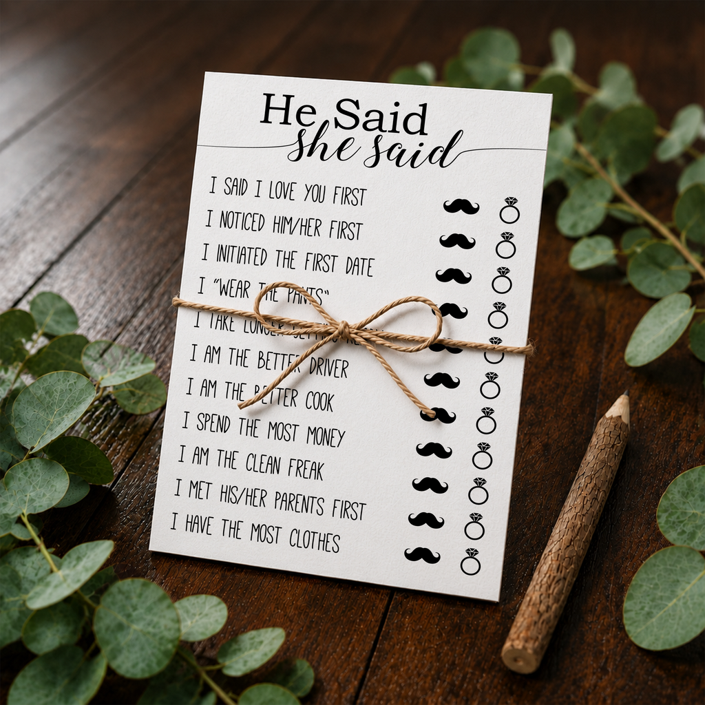 He Said She Said Bridal Shower Game