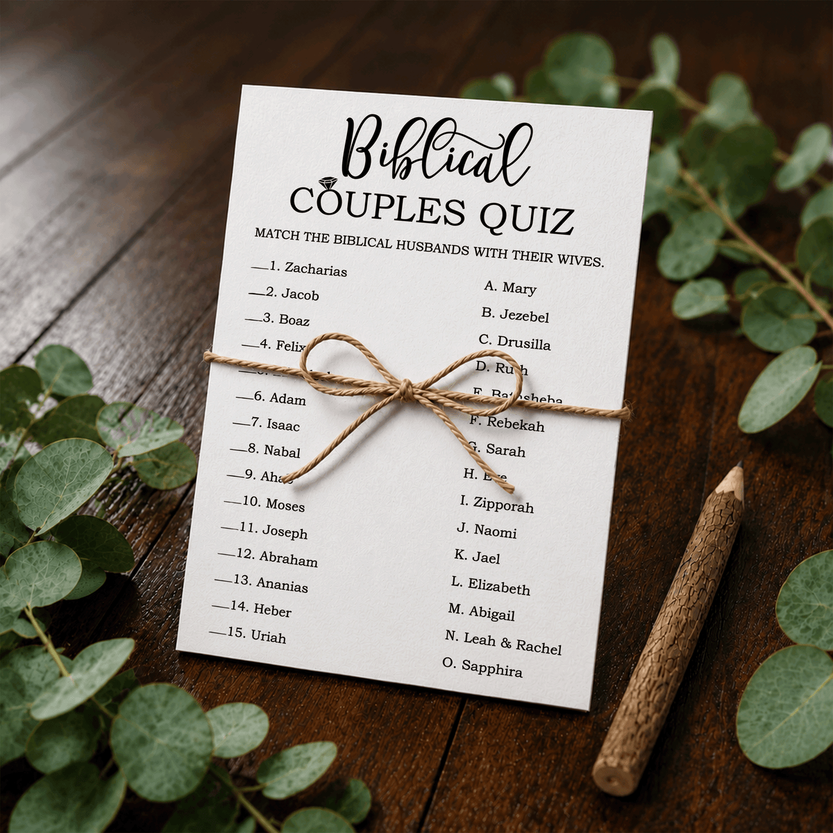 Bible Couples Quiz Bridal Shower Game