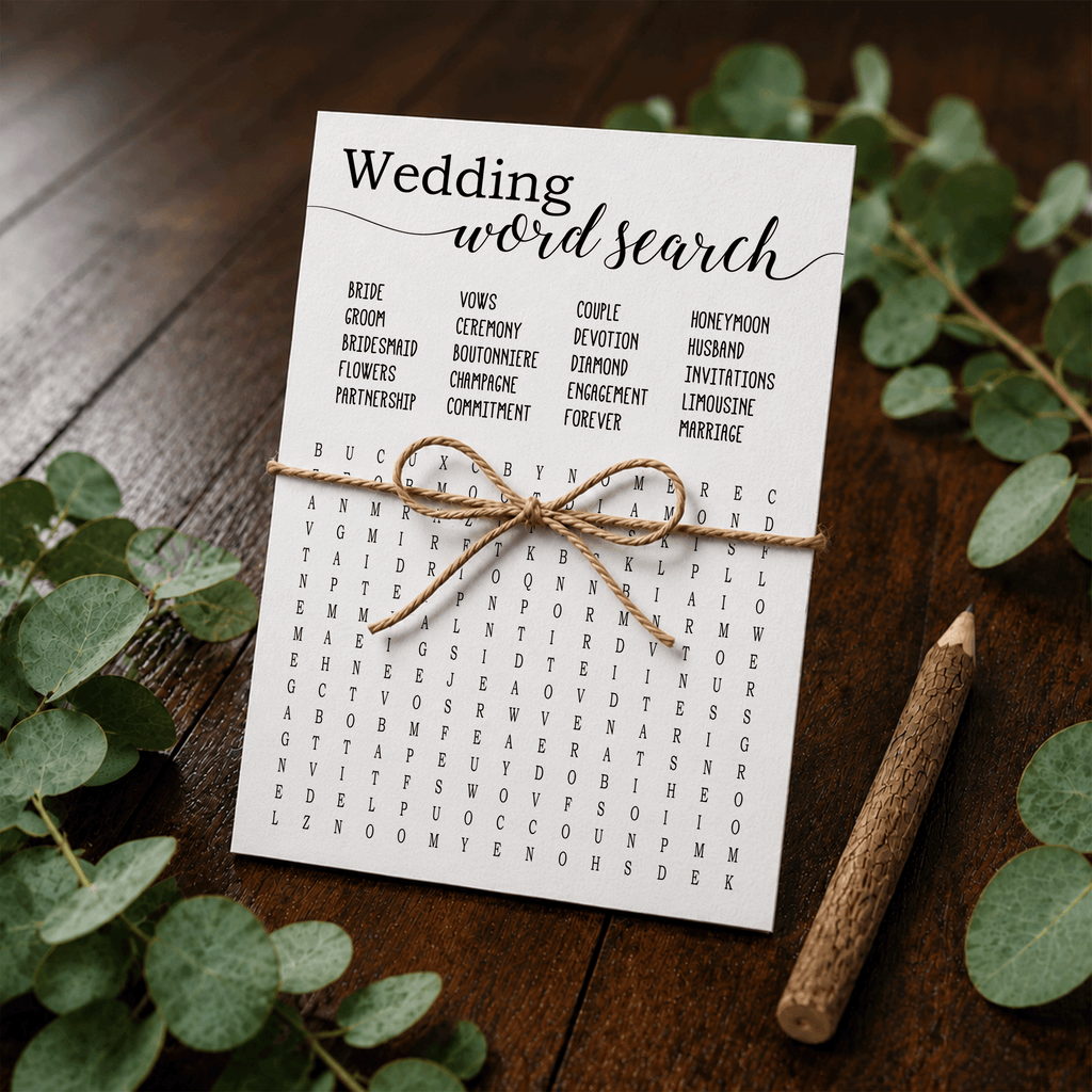 Wedding Word Search Bridal Shower Game