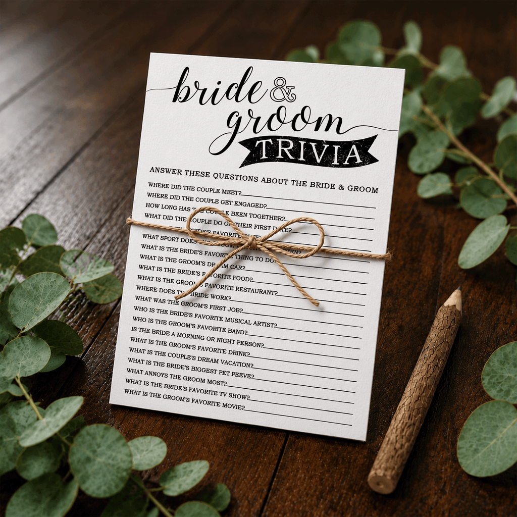 Bride Groom Trivia Bridal Shower Game