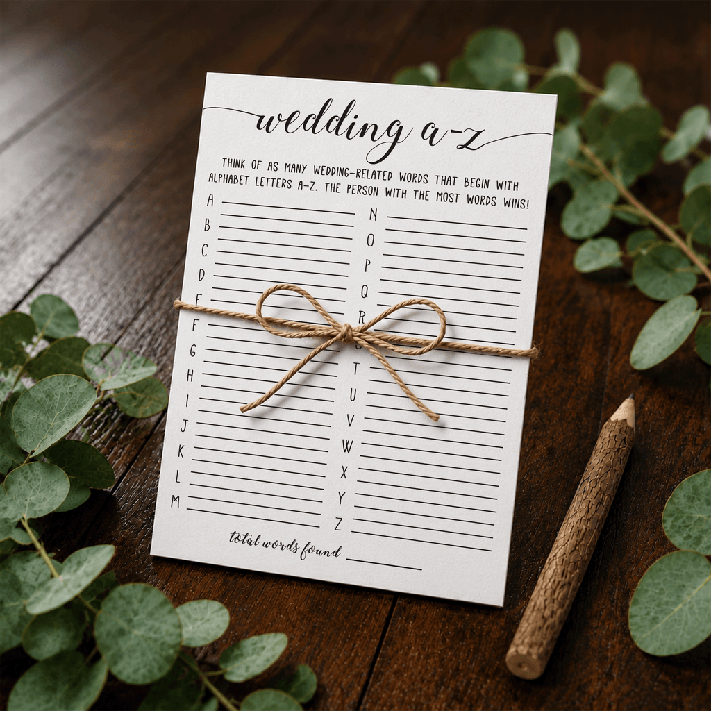 Wedding A-Z Bridal Shower Game