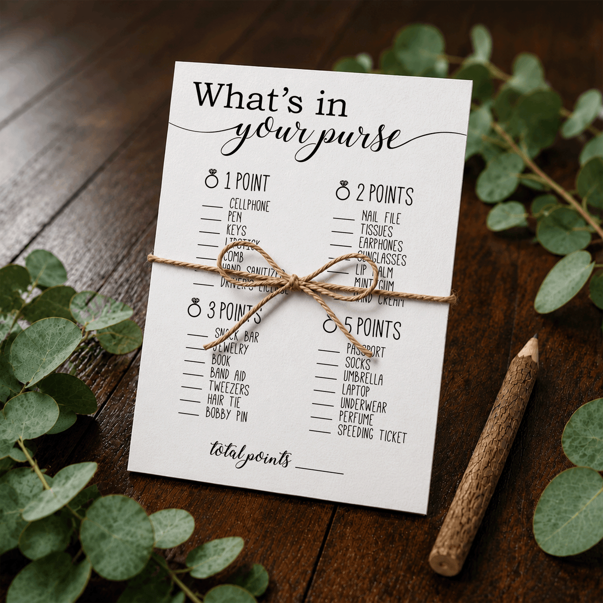 What's In Your Purse Bridal Shower Game