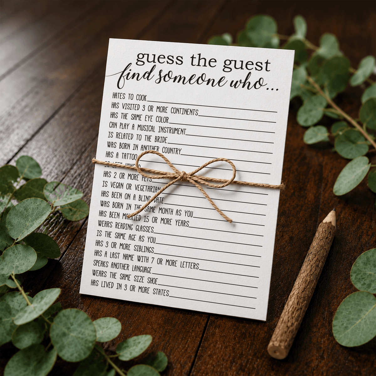Guess The Guest Bridal Shower Game