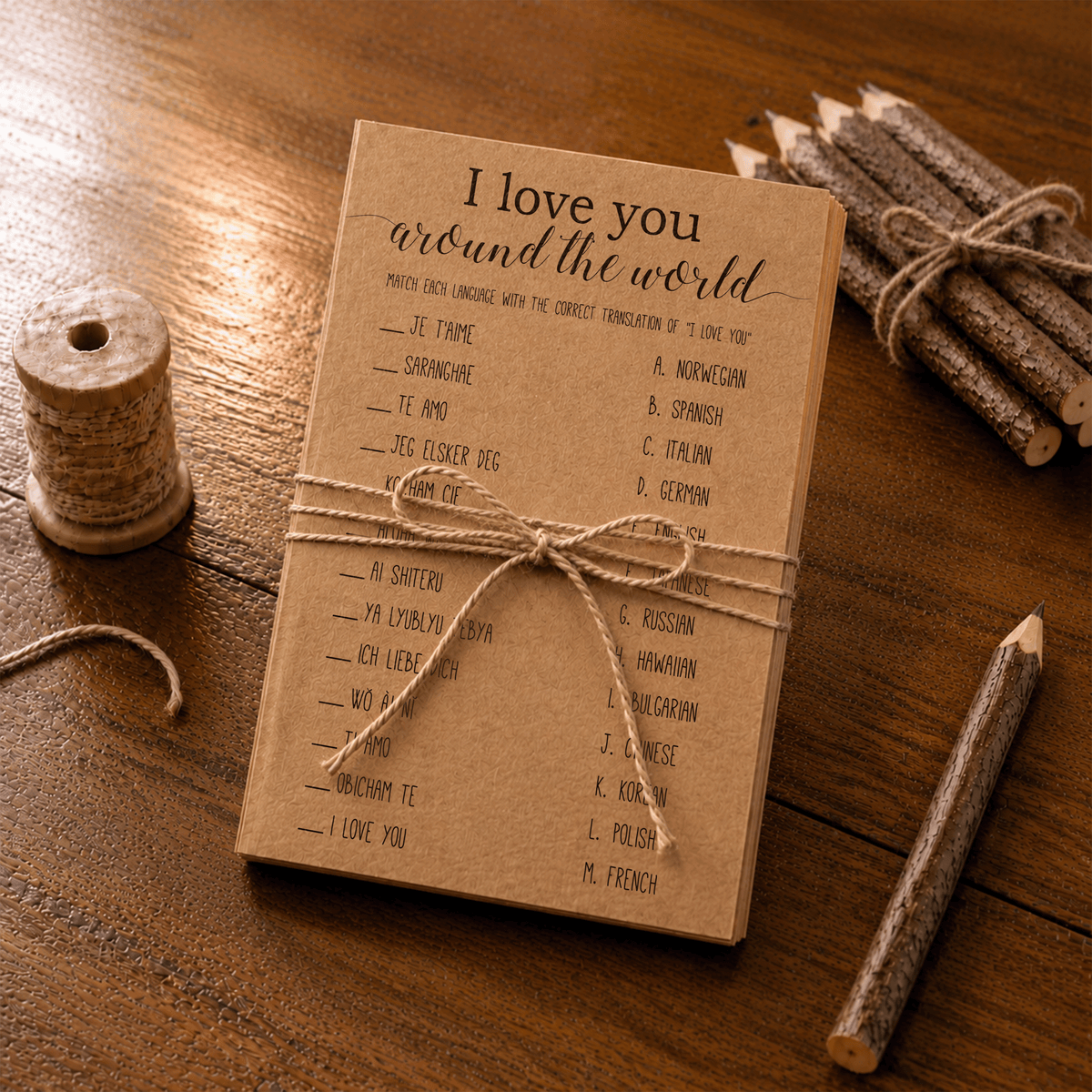 I Love You Around The World Bridal Shower Game