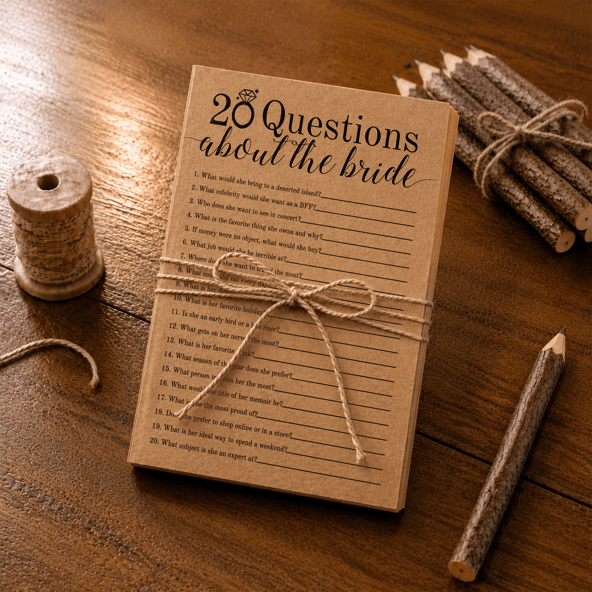 20 Questions about the Bride Bridal Shower Game
