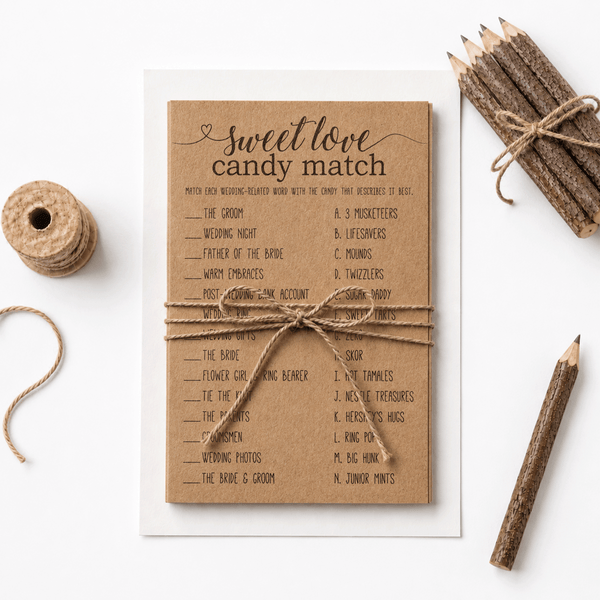 Sweet Love Candy Match Bridal Shower Game