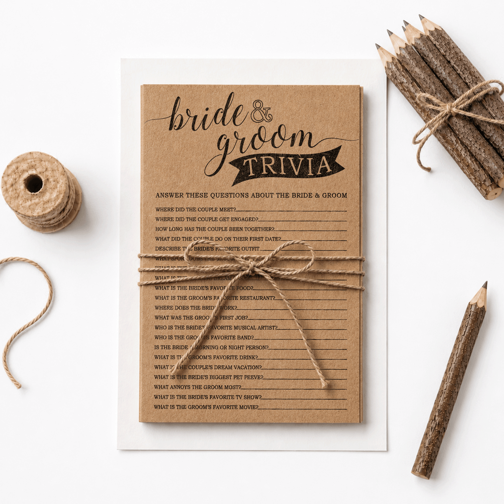 Bride Groom Trivia Bridal Shower Game
