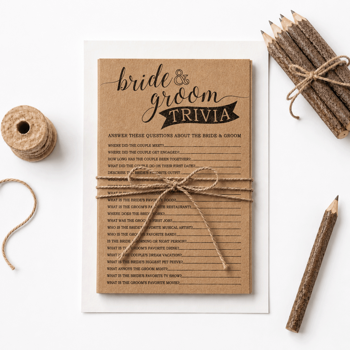 Bride Groom Trivia Bridal Shower Game