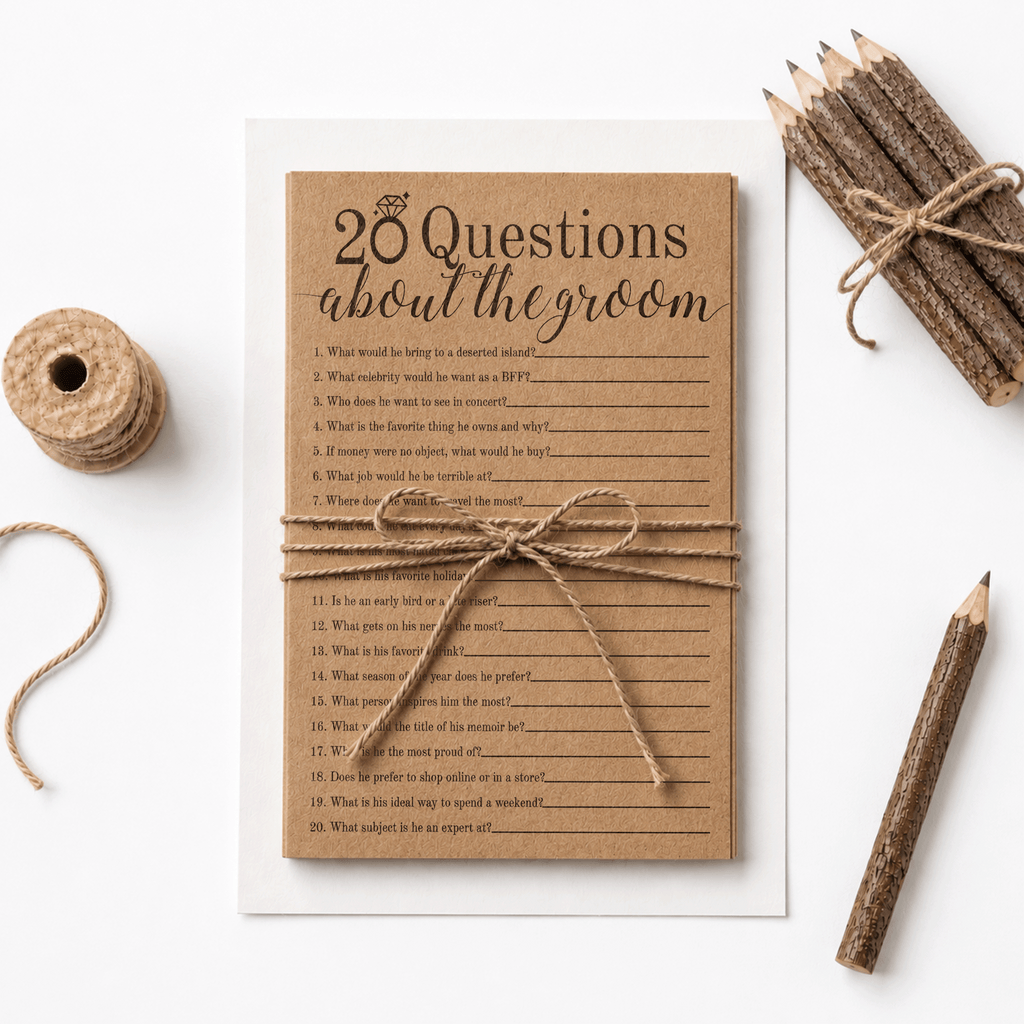 20 Questions About The Groom Bridal Shower Game