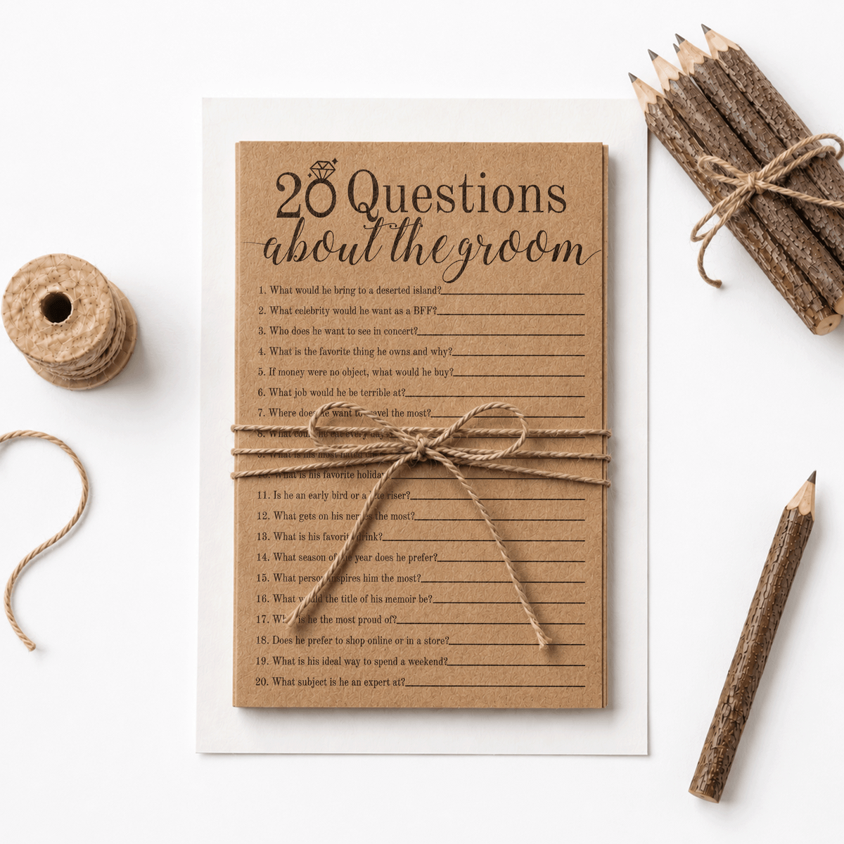 20 Questions About The Groom Bridal Shower Game
